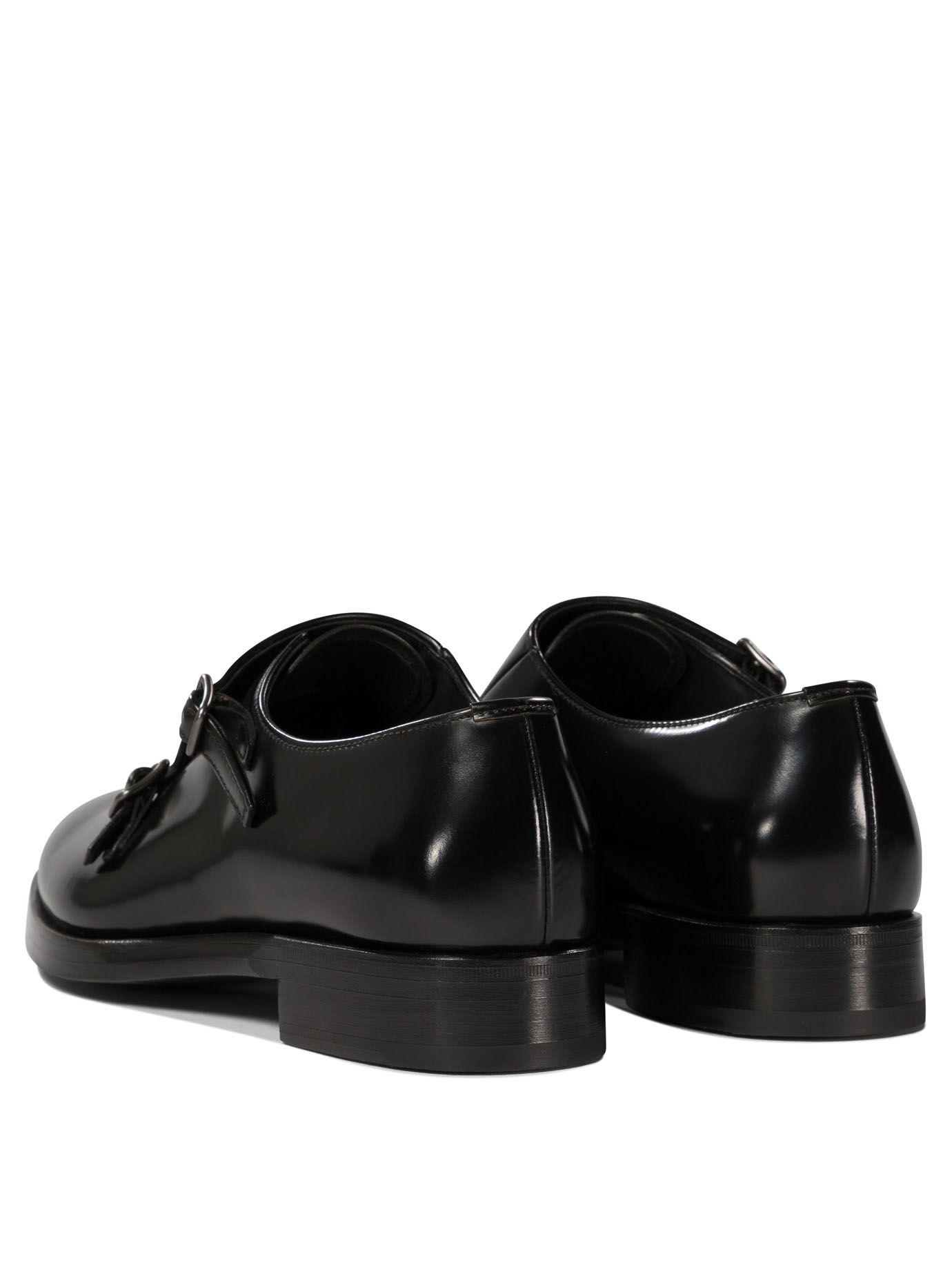 PRADA Black   Monk shoes in brushed leather